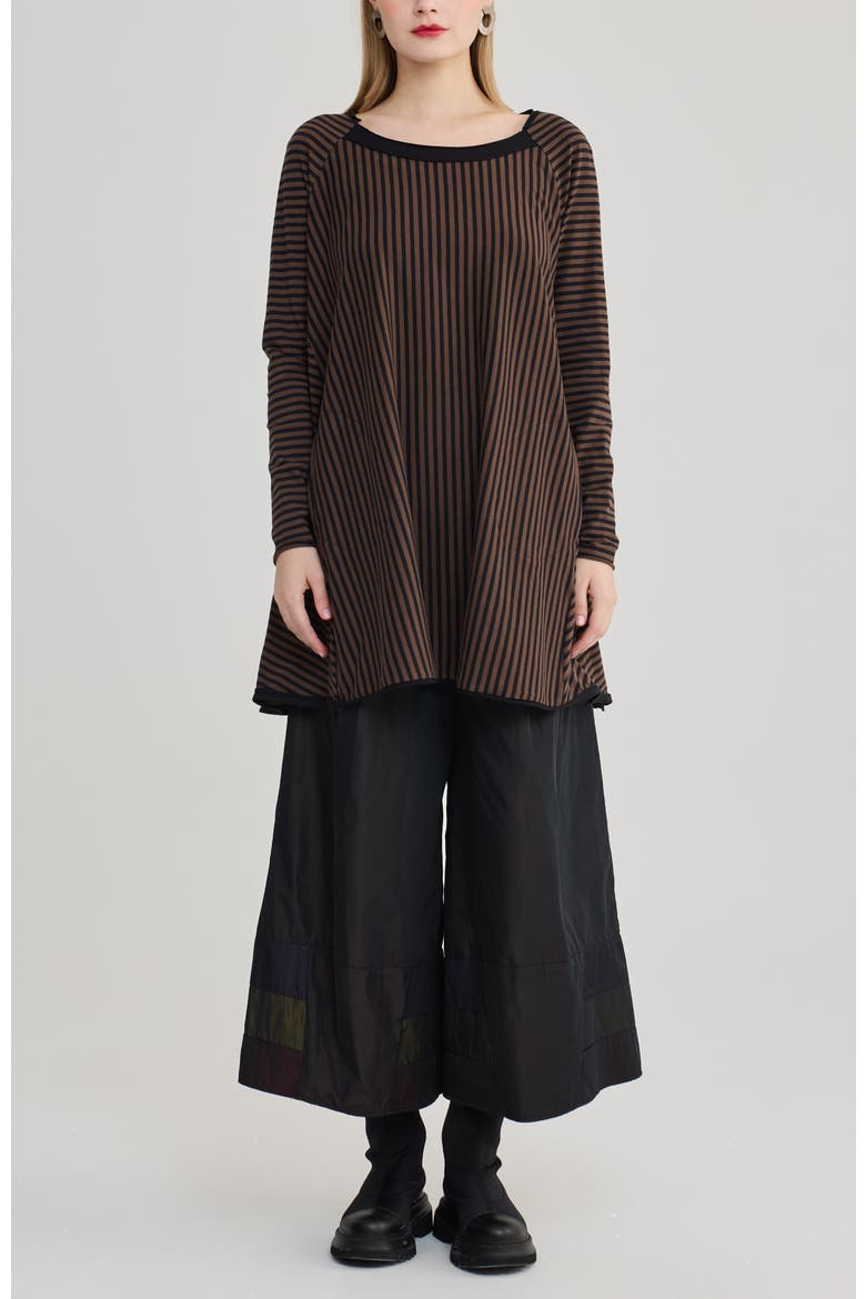 Maeva A-Line Cotton Jersey Tunic, Alternate, color, Brown Striped