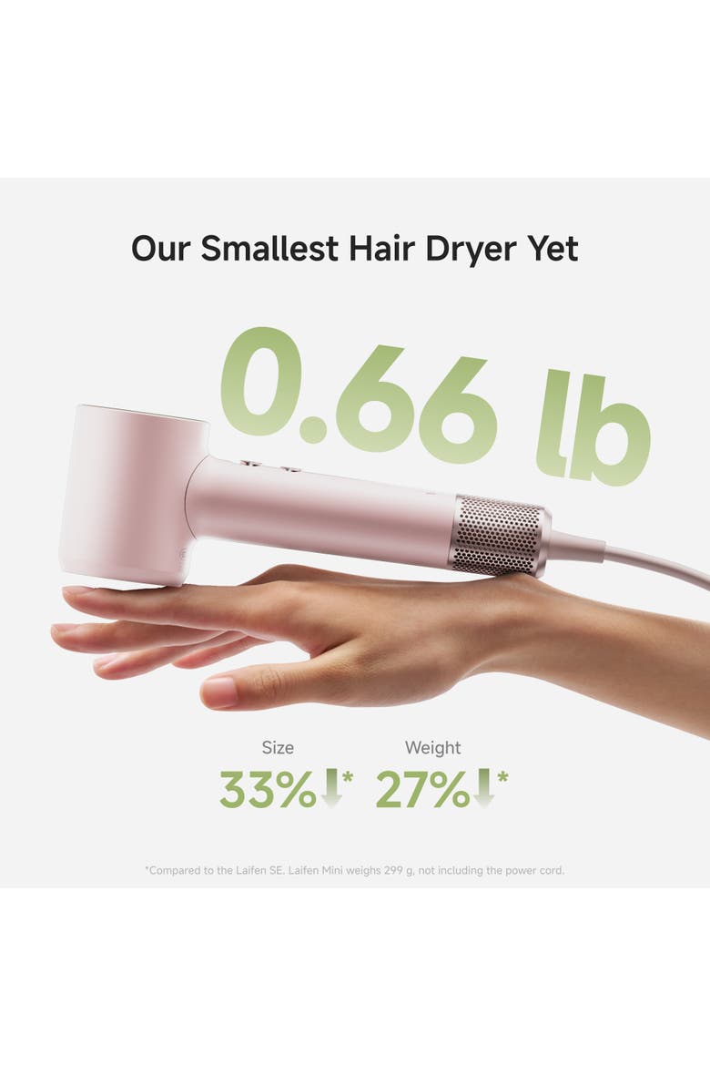 Swift Mini Hair Dryer with 1 Nozzle and Travel Bag, Alternate, color, Pink