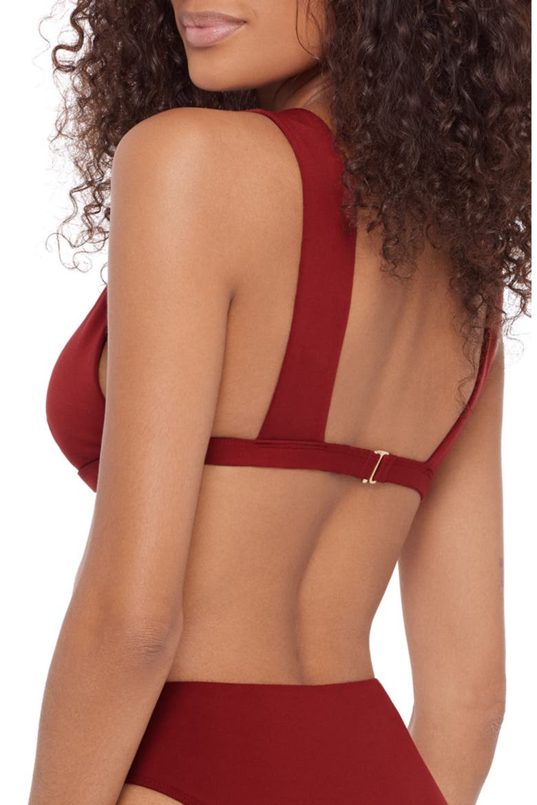 Studded Triangle Bikini Top, Alternate, color, SANGRIA