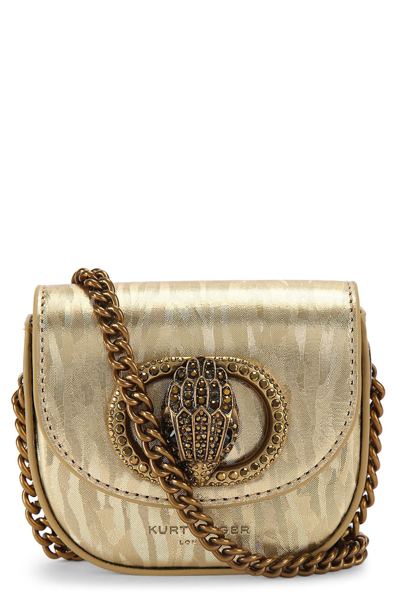 Kurt Geiger London Micro Chelsea Leather Saddle Bag, Main, color, 