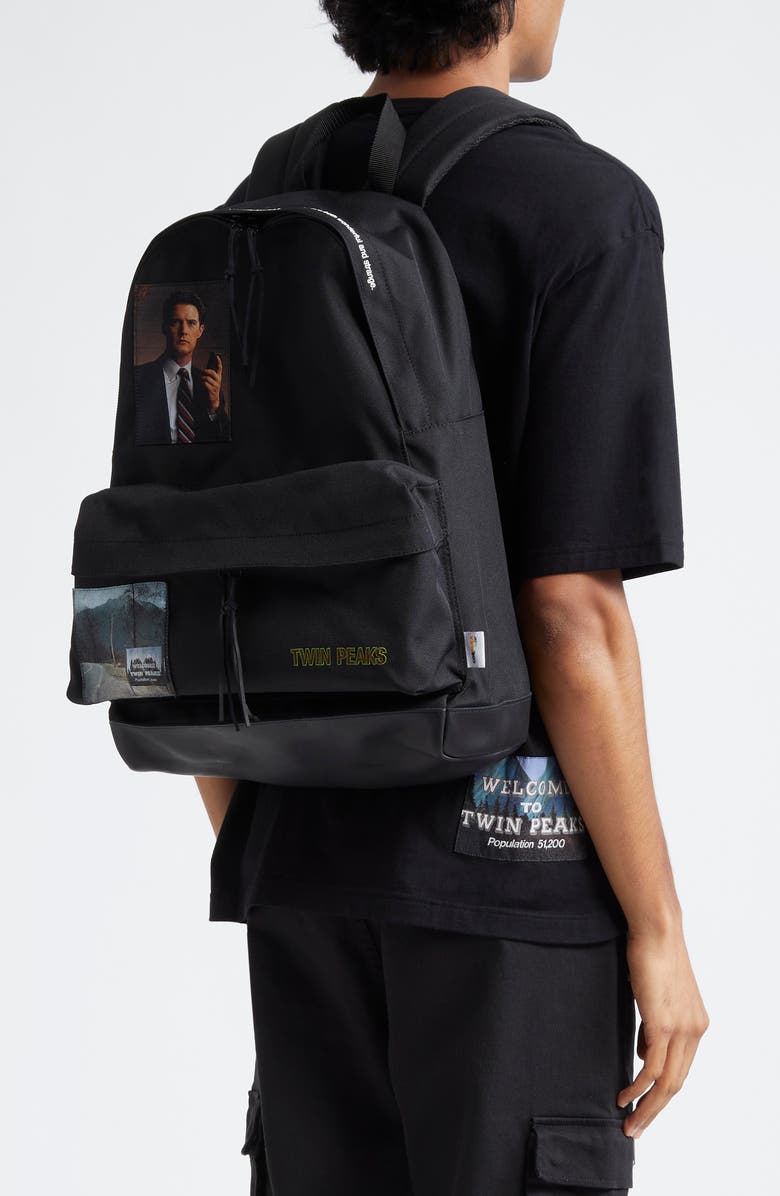 Undercover 'Twin Peaks' Nylon & Leather Backpack, Alternate, color,