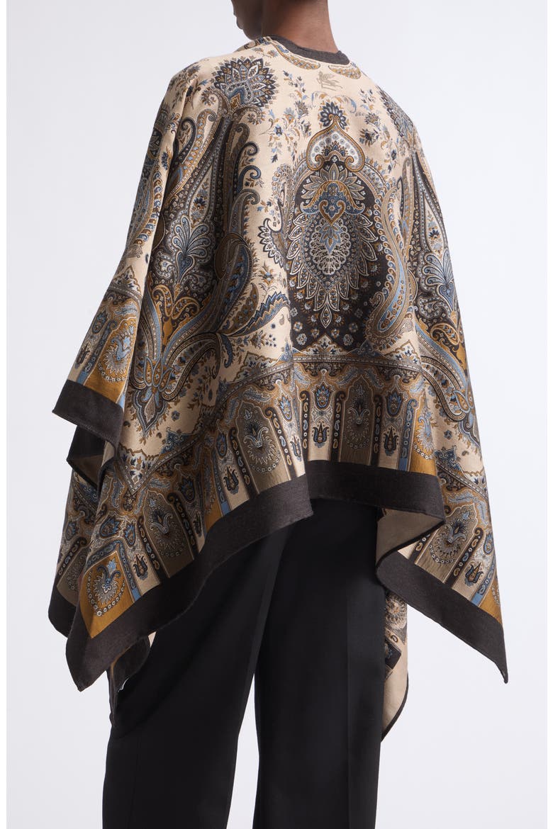 Paisley Wool Blend Jacquard Cape, Alternate, color, PRINT ON BEIGE BASE