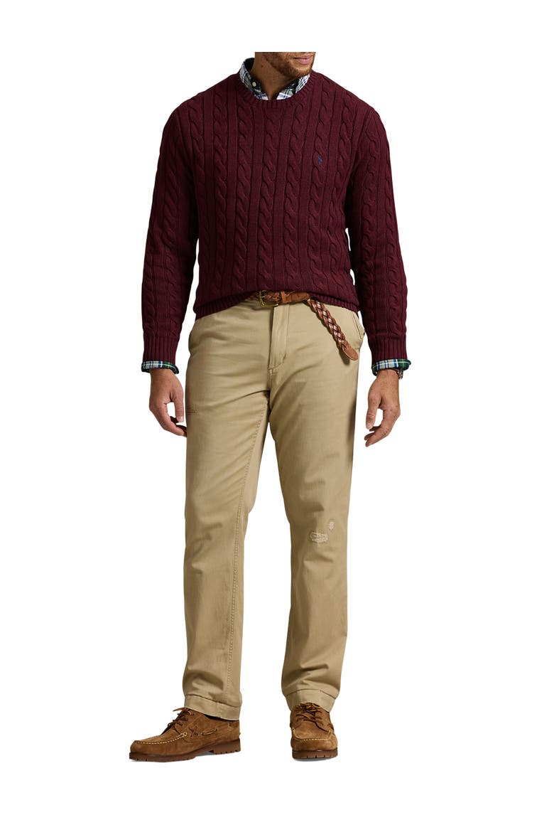 Big & Tall Cableknit Sweater, Alternate, color, MULBERRY JAM