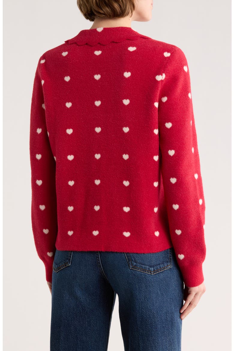Heart Collar Cardigan, Alternate, color, RED