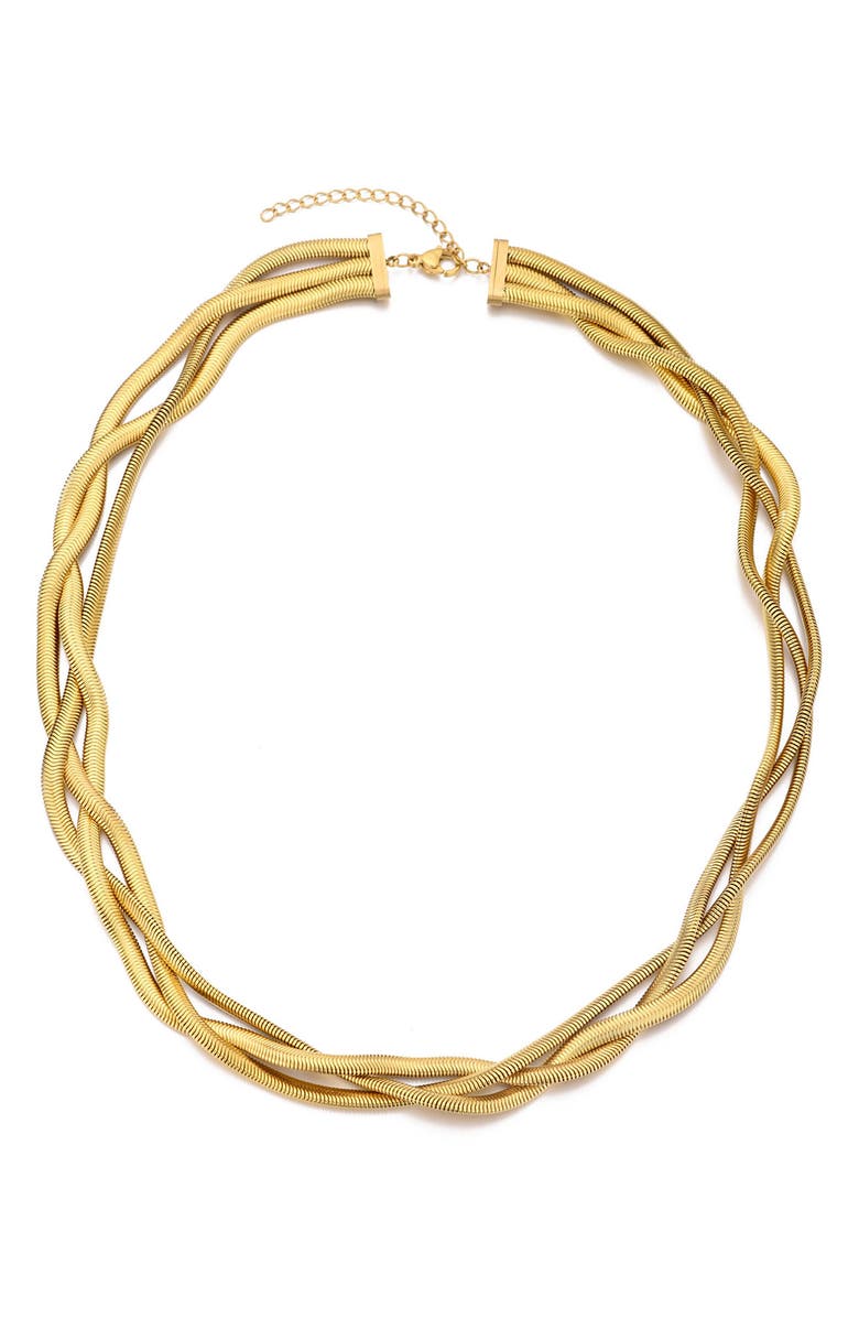 Adornia 18K Gold Plated Woven Chain Necklace, Main, color, Gold