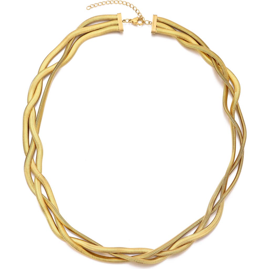 Adornia Tarnish Resistant 18k Gold Plated Braided Chain Necklace In Gold