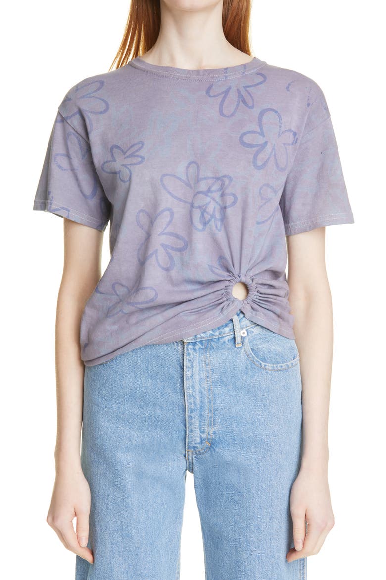 Ring Detail Tie Dye T-Shirt, Main, color, NAVY FLORAL