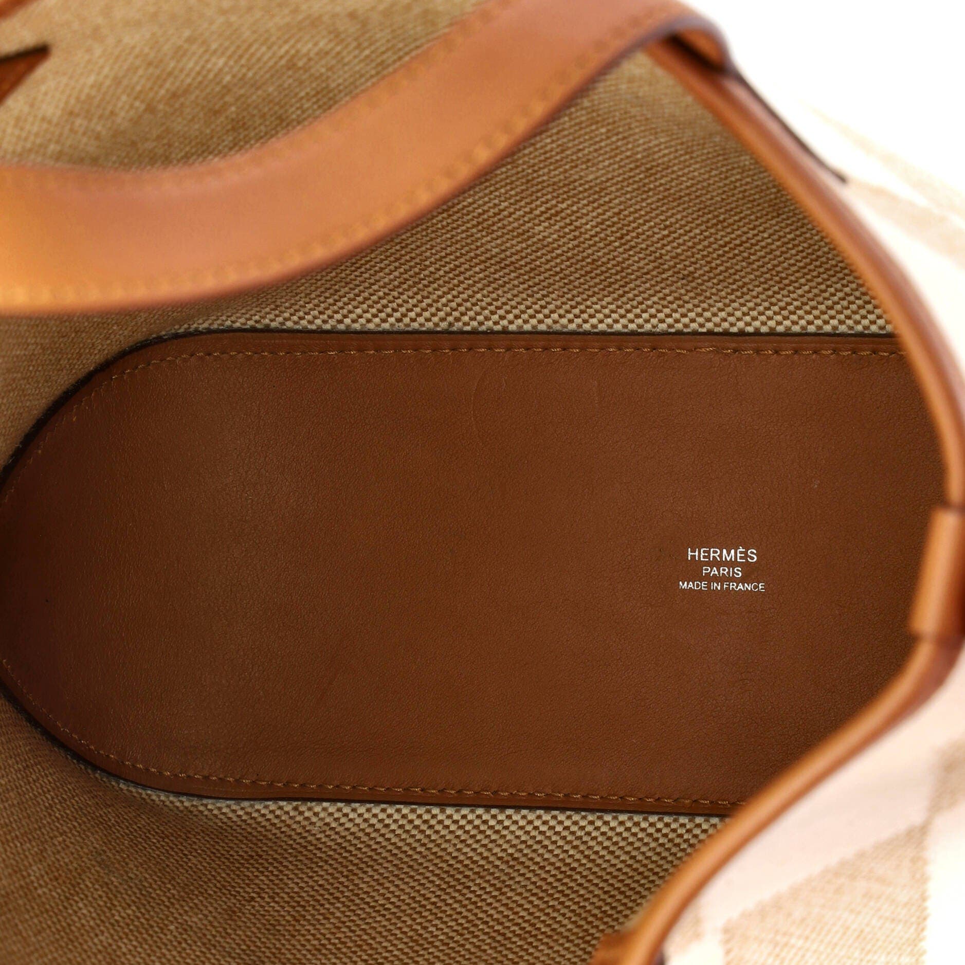 Cabas H en Biais Tote Canvas with Leather 27, Alternate, color, Gold