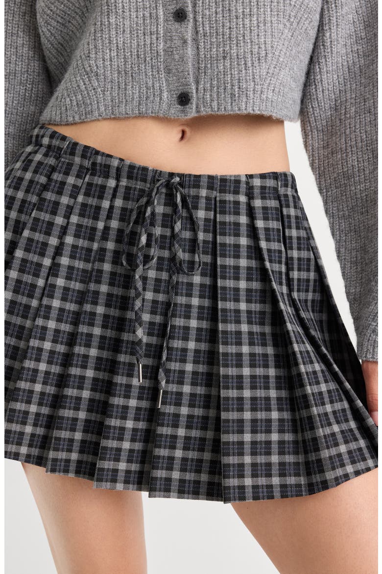 The Pleated Plaid Miniskirt, Alternate, color, CHARCOAL PLAID