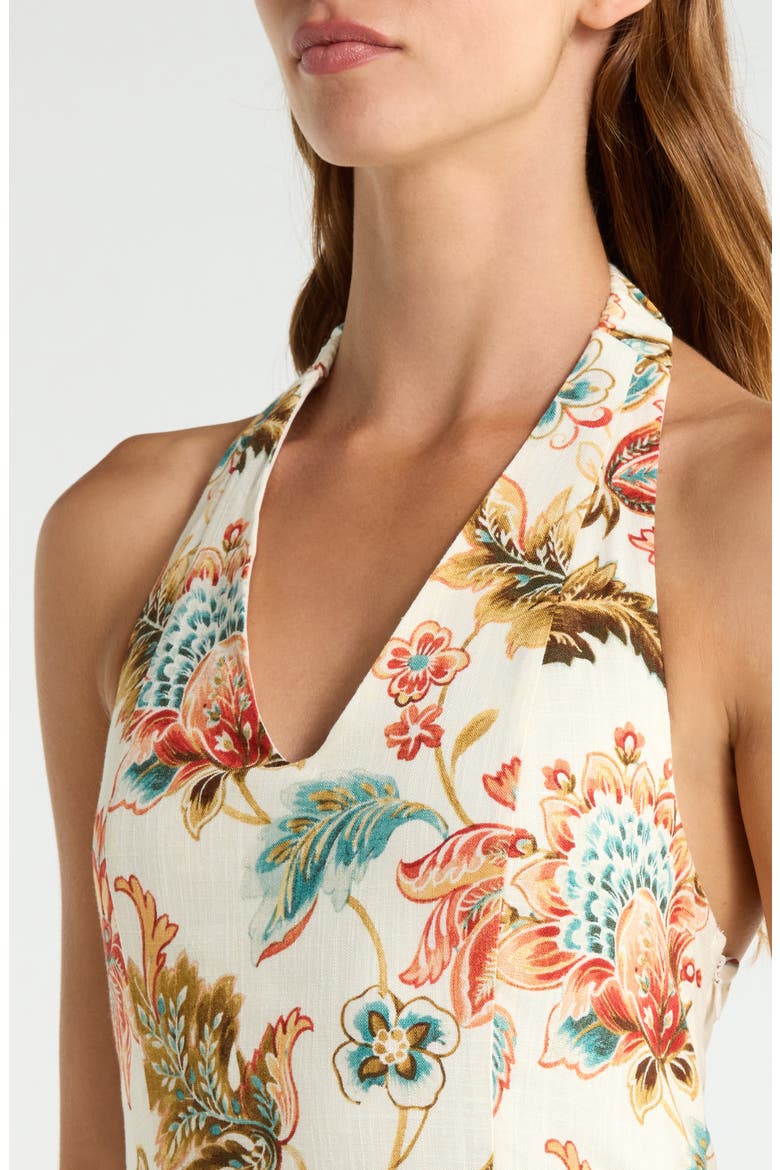 Floral Halter Neck Tiered Drop Waist Maxi Dress, Alternate, color, LUSH GREEN