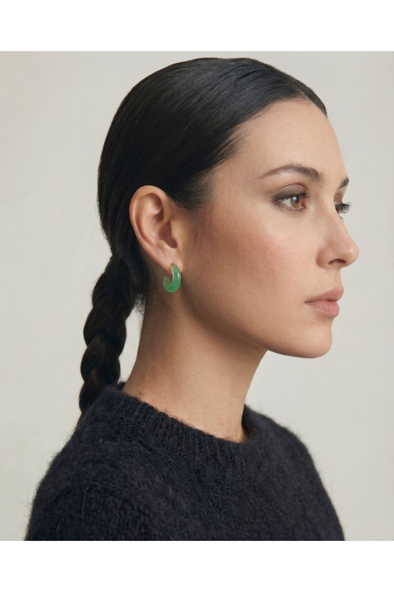 Half moon Green chalcedony earrings, Alternate, color, Bright green