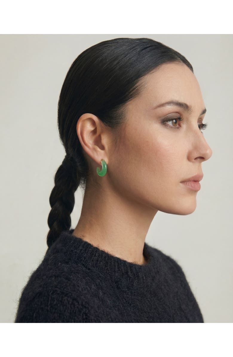 seree Half moon Green chalcedony earrings, Alternate, color, Bright Green