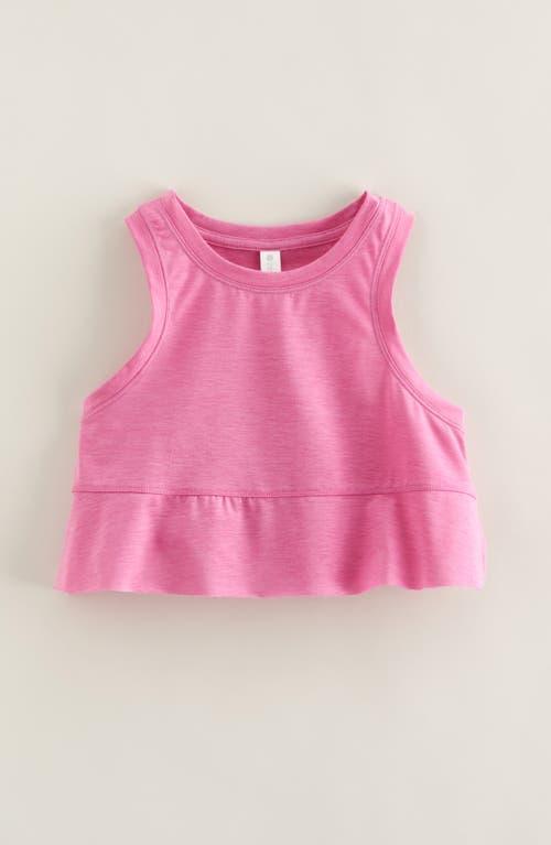 Shop Zella Girl Kids' Freetime Side Slit Tank Top In Pink Rosebud