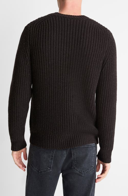 Vince Shaker Stitch Merino Wool Crewneck Sweater In Black