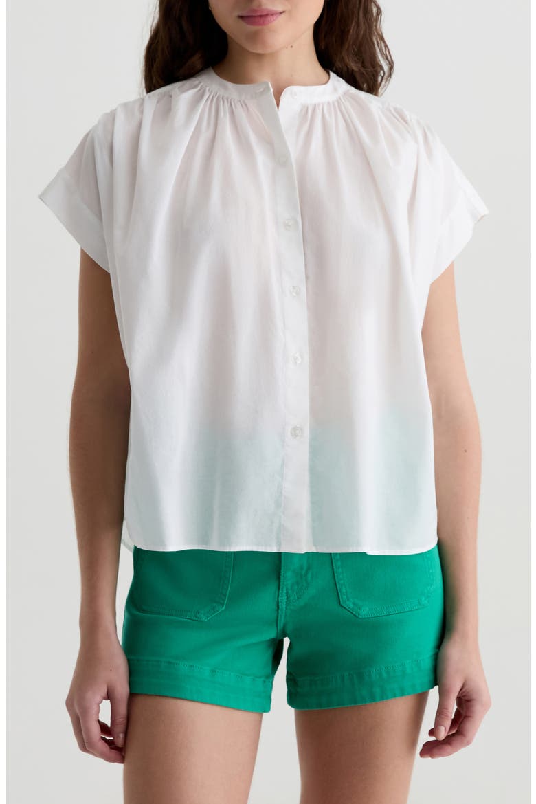 Lotta Shirred Cotton Top, Main, color, WHITE