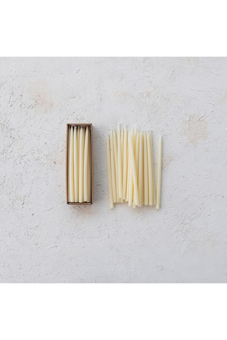 24-Piece Unscented Thin Taper Candles in Box, Ivory, Alternate, color, Ivory