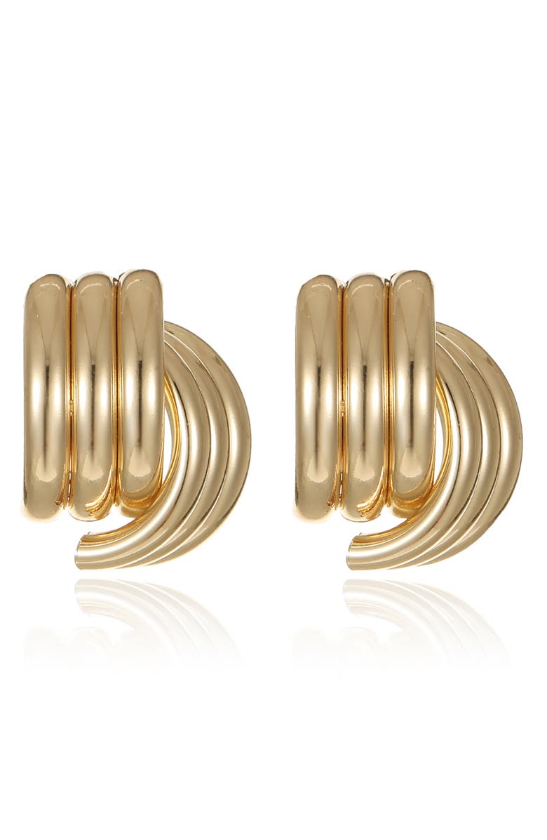 Ettika Love Knot Huggie Hoop Earrings, Alternate, color, Gold
