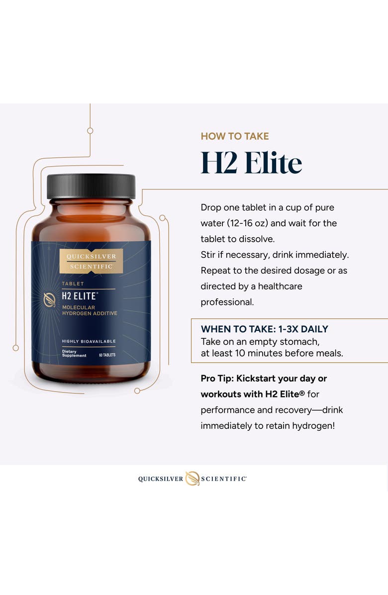 Quicksilver Scientific H2 Elite Molecular Hydrogen Magnesium Malate Water Tablets, Alternate, color, Brown