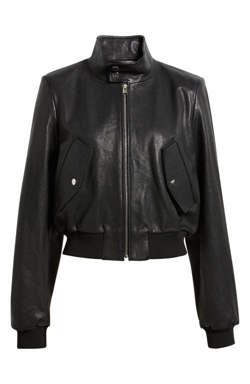 Frame Harrington Leather Bomber Jacket In Blue