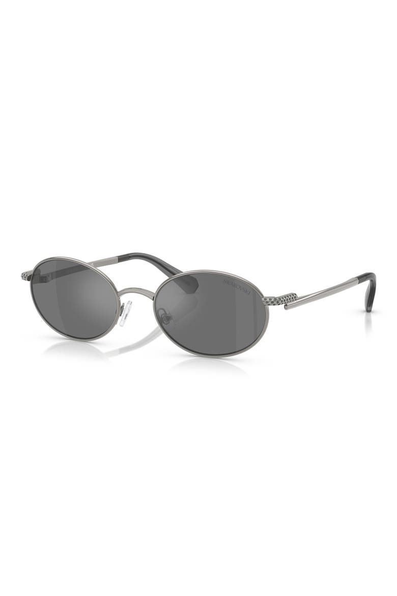 53mm Oval Sunglasses, Alternate, color, GUNMETAL / GREY MIRROR BLACK