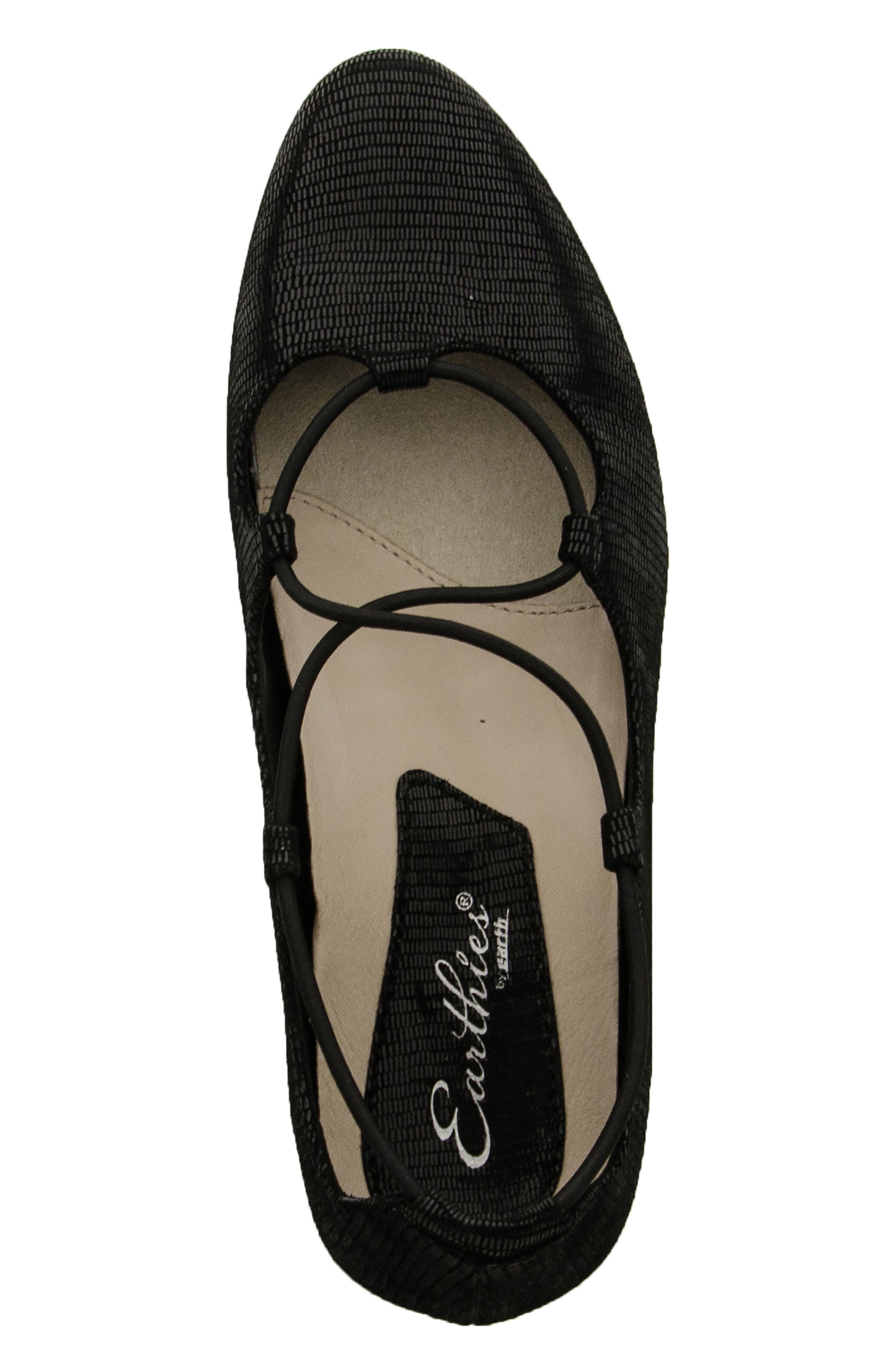 'Essen' Ghillie Flat, Alternate, color, BLACK PRINTED SUEDE