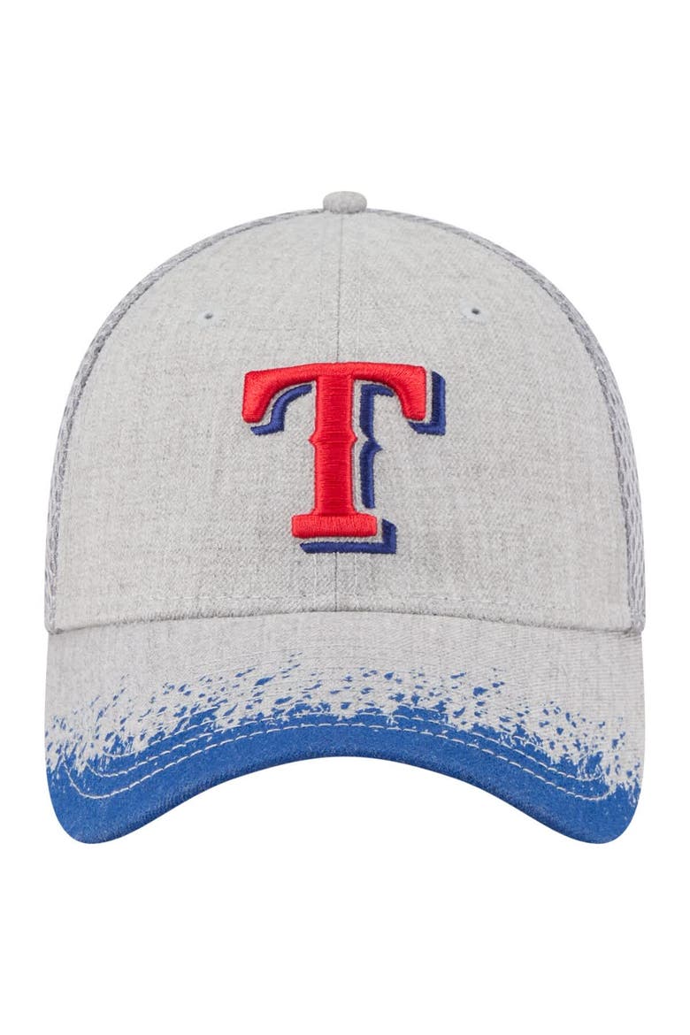 Men's New Era Gray Texas Rangers Visor Paint Splatter 39THIRTY Flex Hat, Alternate, color, Gray