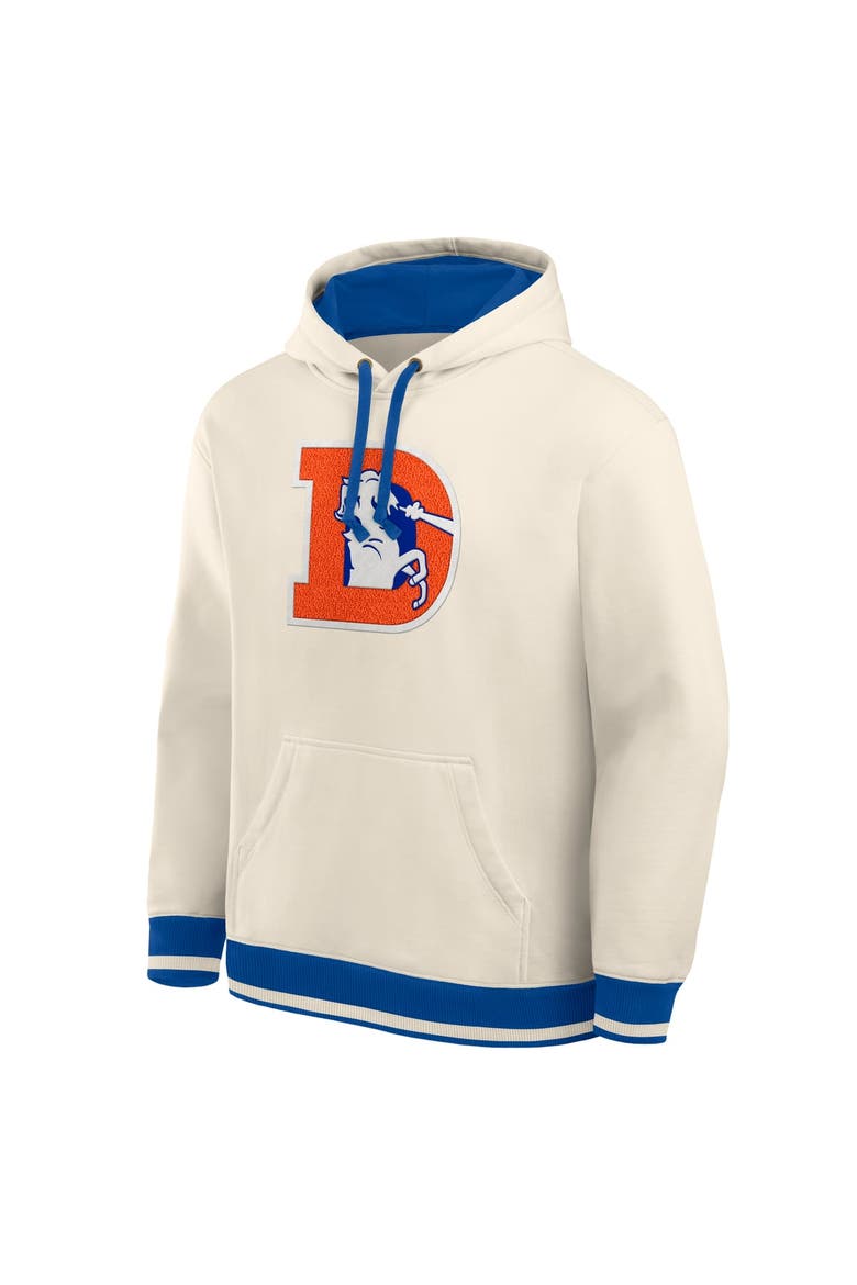 Men's Fanatics Cream Denver Broncos Chenille Heavyweight Fleece Hoodie, Alternate, color, Cream