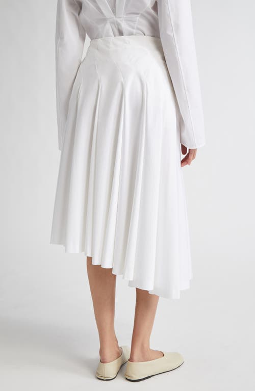 Shop Fforme Rio Asymmetric Pleated Organic Cotton Poplin Midi Skirt In White