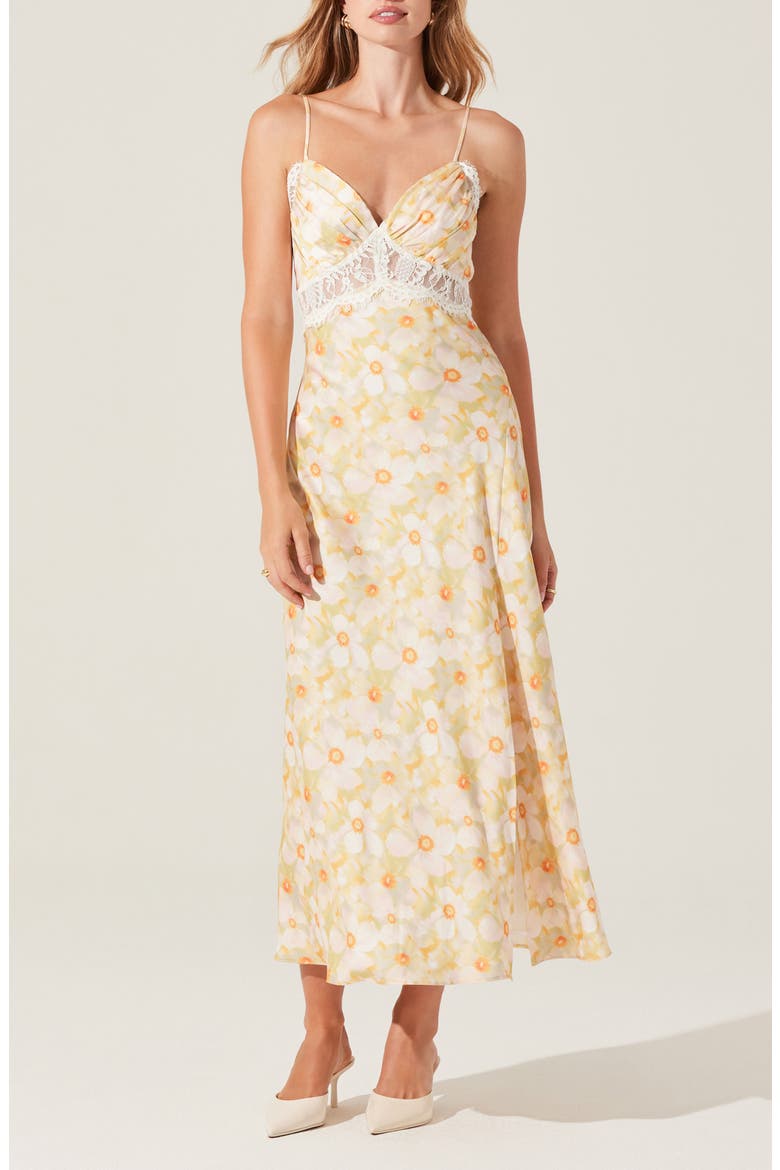Ivanna Floral Slipdress, Main, color, YELLOW GREEN FLORAL