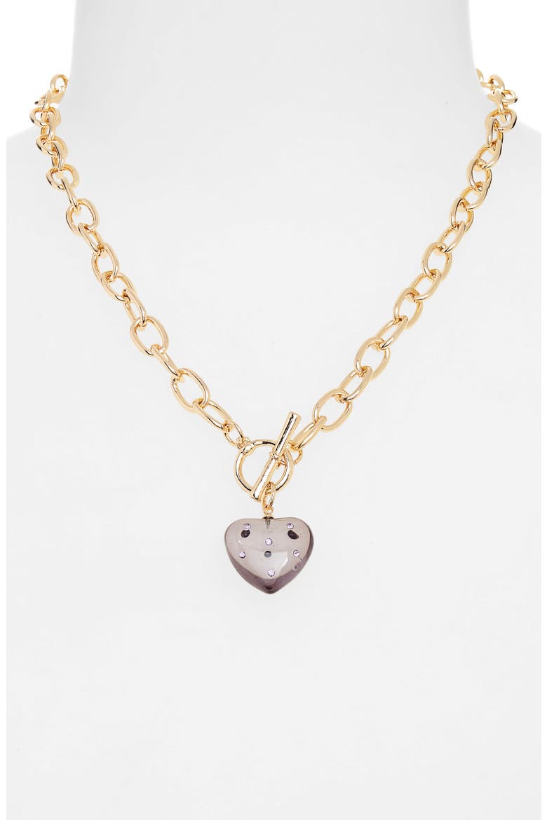 Resin Heart Toggle Necklace, Main, color, GREY- PURPLE- GOLD