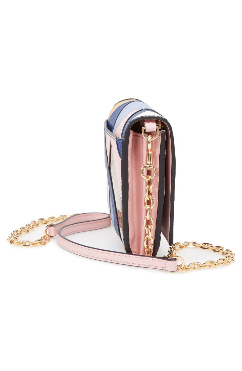 Tory Burch Robinson Colorblock Leather Wallet on a Chain, Alternate, color, 