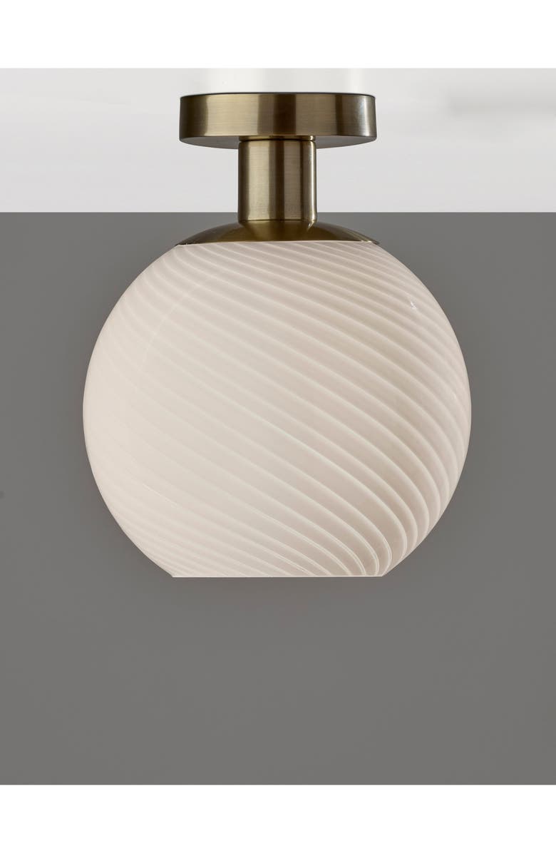 ADESSO LIGHTING Swirl Antiqued Brass Flush Mount Light, Alternate, color, Antique Brass