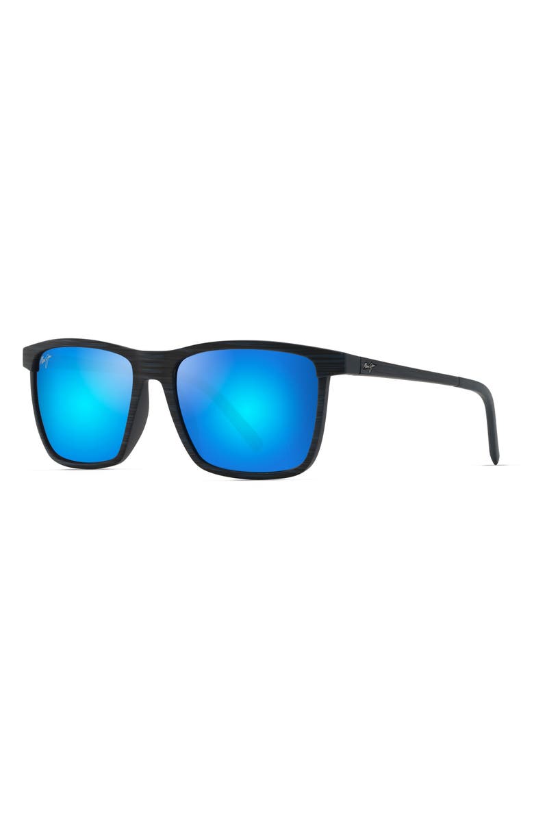 Maui Jim One Way 55mm PolarizedPlus2<sup>®</sup> Rectangular Sunglasses, Alternate, color, Dark Navy Stripe