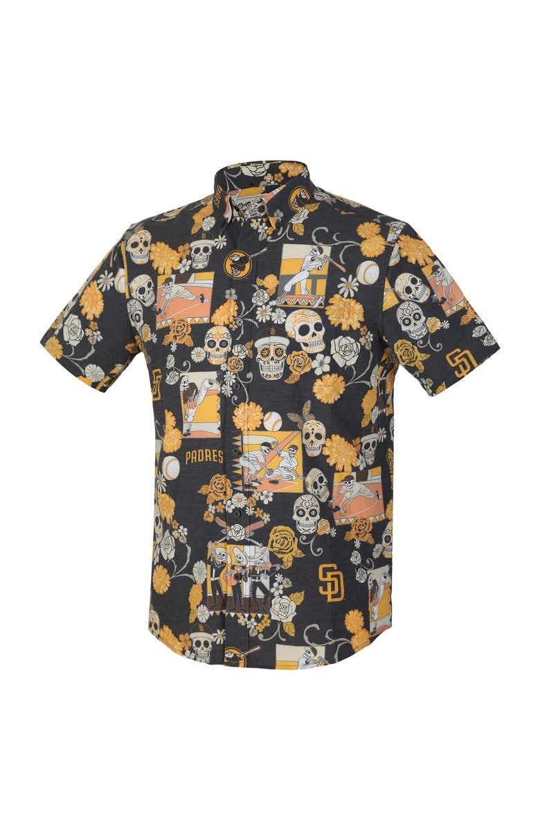 Reyn Spooner Men's Reyn Spooner Black San Diego Padres Día De Los Muertos Performance Full-Button Aloha Shirt, Alternate, color, Black