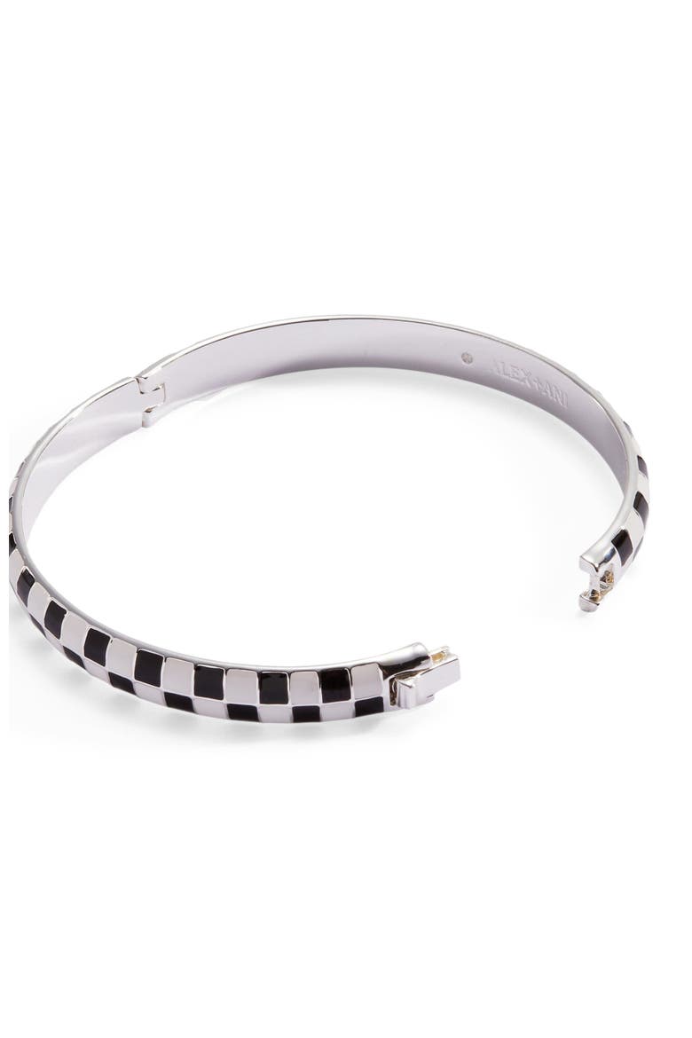 Black & White Checker Hinge Bangle, Alternate, color, Black