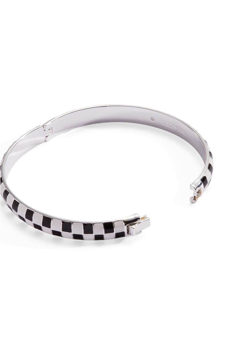 Alex and Ani Black & White Checker Hinge Bangle, Alternate, color,
