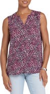 NYDJ Print Pleat Back Sleeveless Split Neck Blouse (Nordstrom Exclusive)