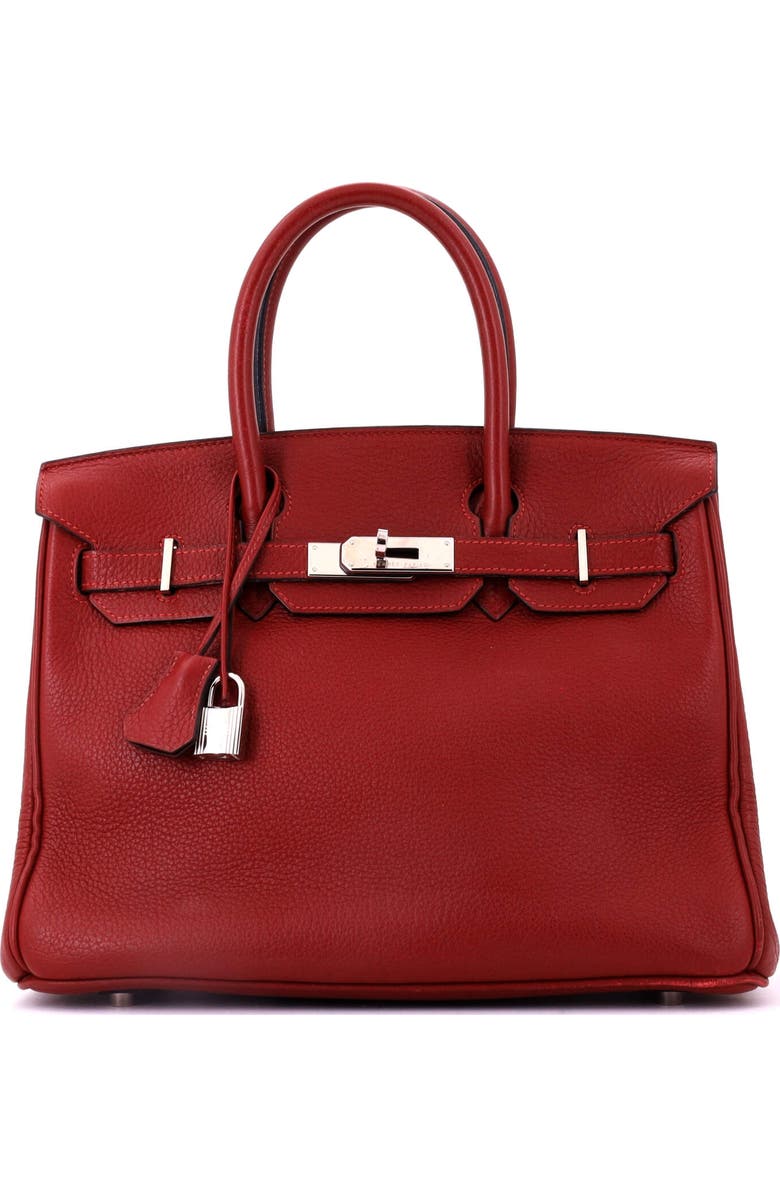 Pre-Owned Hermes Birkin Handbag Red Clemence with Palladium Hardware 30, Main, color, Rouge H