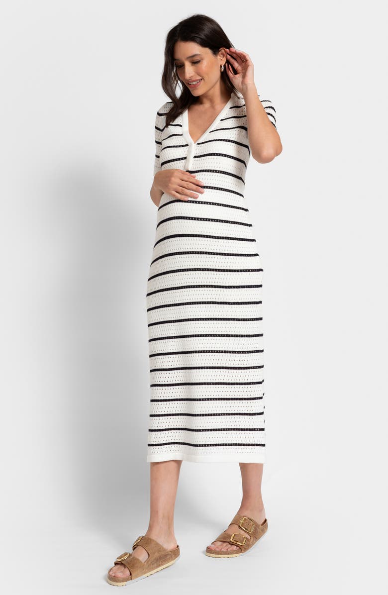 Seraphine Pointelle Midi Maternity/Nursing Sweater Dress, Alternate, color, 