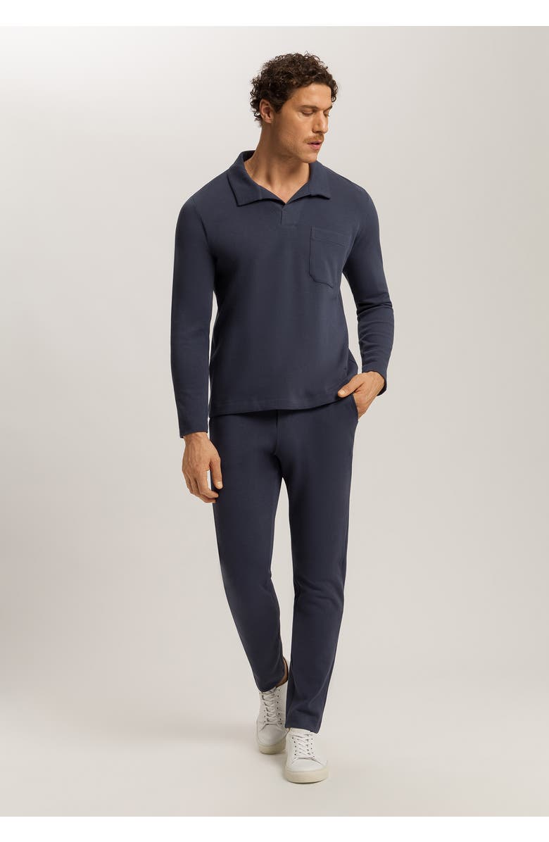 Hanro Travelwear Cotton Polo Collar Pullover, Alternate, color, Ombre Blue