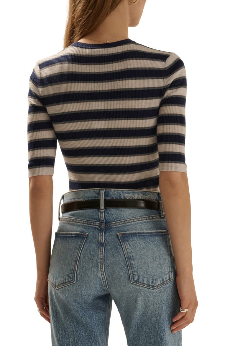 The Amelia Elbow Sleeve Wool Sweater, Alternate, color, MIDNIGHT STRIPE