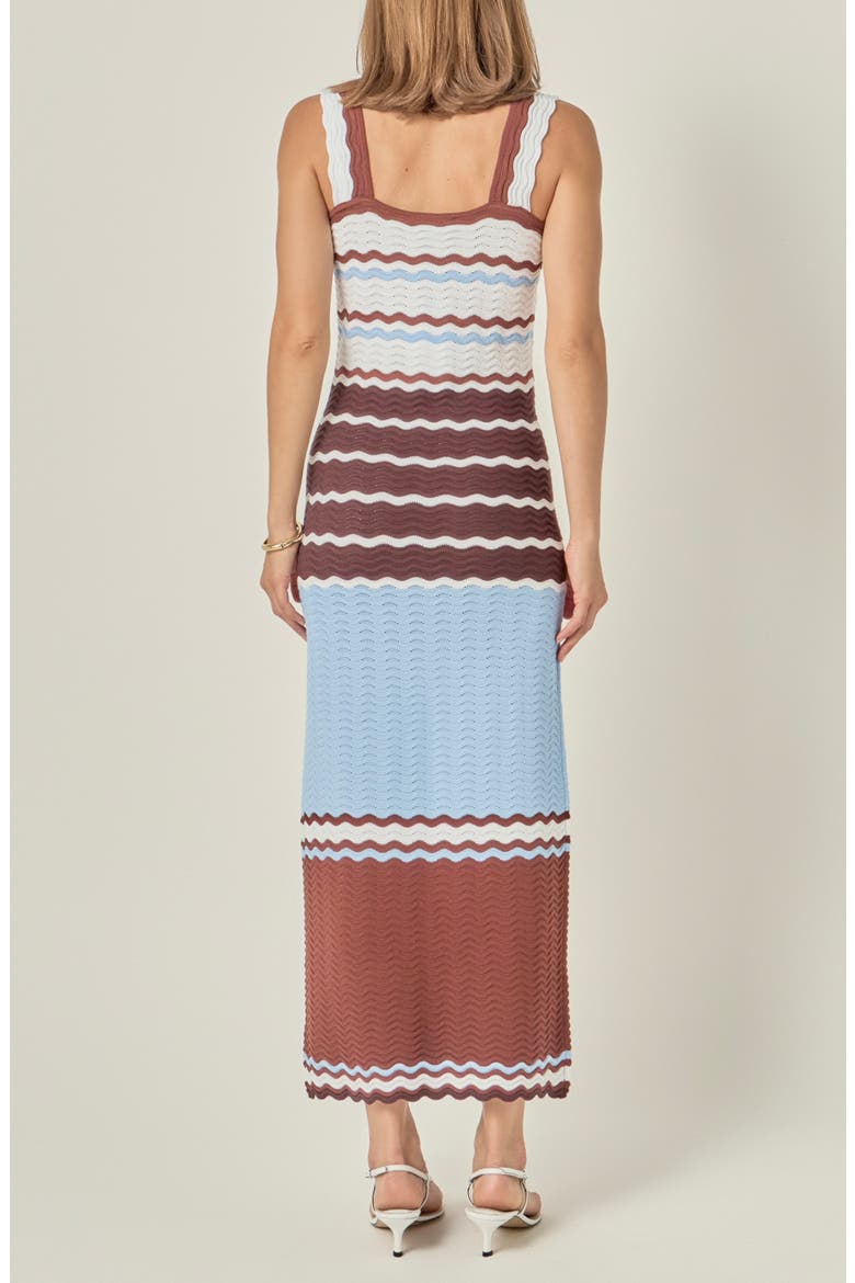 Stripe Pointelle Sweater Midi Dress, Alternate, color, BROWN MULTI