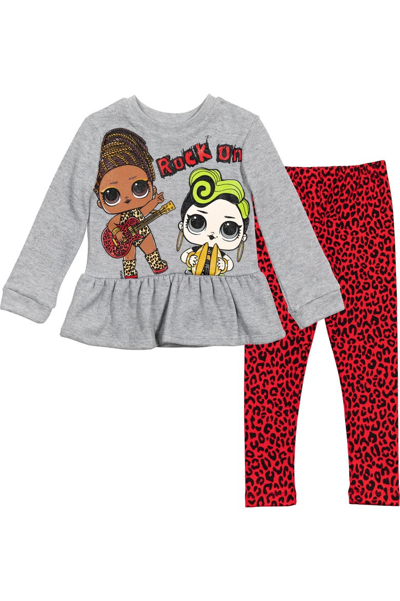 2-Piece Fleece Sweatshirt and Leggings Set, Main, color, Grey Fierce Bhaddie