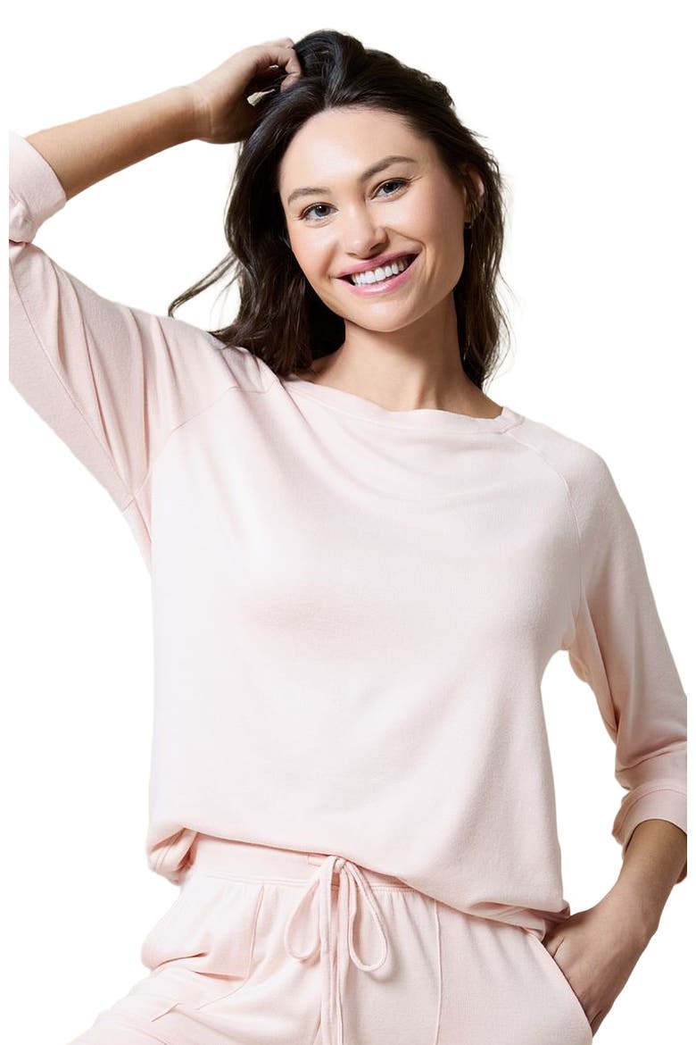 Dream 3/4 Sleeve Boatneck Top with Shorts Set, Alternate, color, Apricot