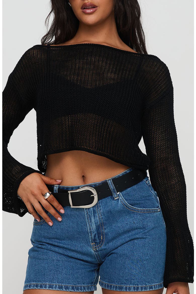 Cafe Pari Crop Sweater, Main, color, BLACK