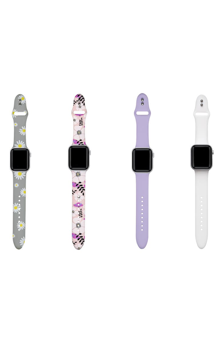 The Posh Tech Assorted 4-Pack Silicone Apple Watch<sup>®</sup> Watchbands, Alternate, color, 