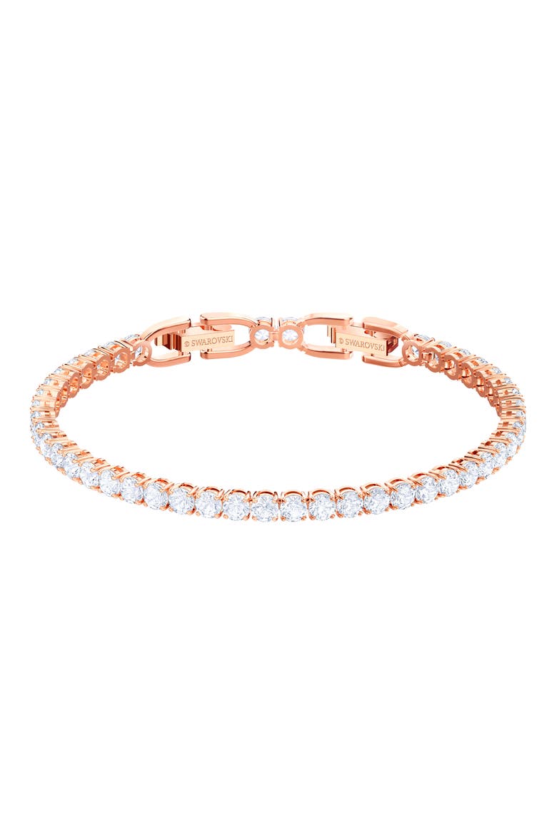 Deluxe Crystal Tennis Bracelet, Main, color, ROSE GOLD
