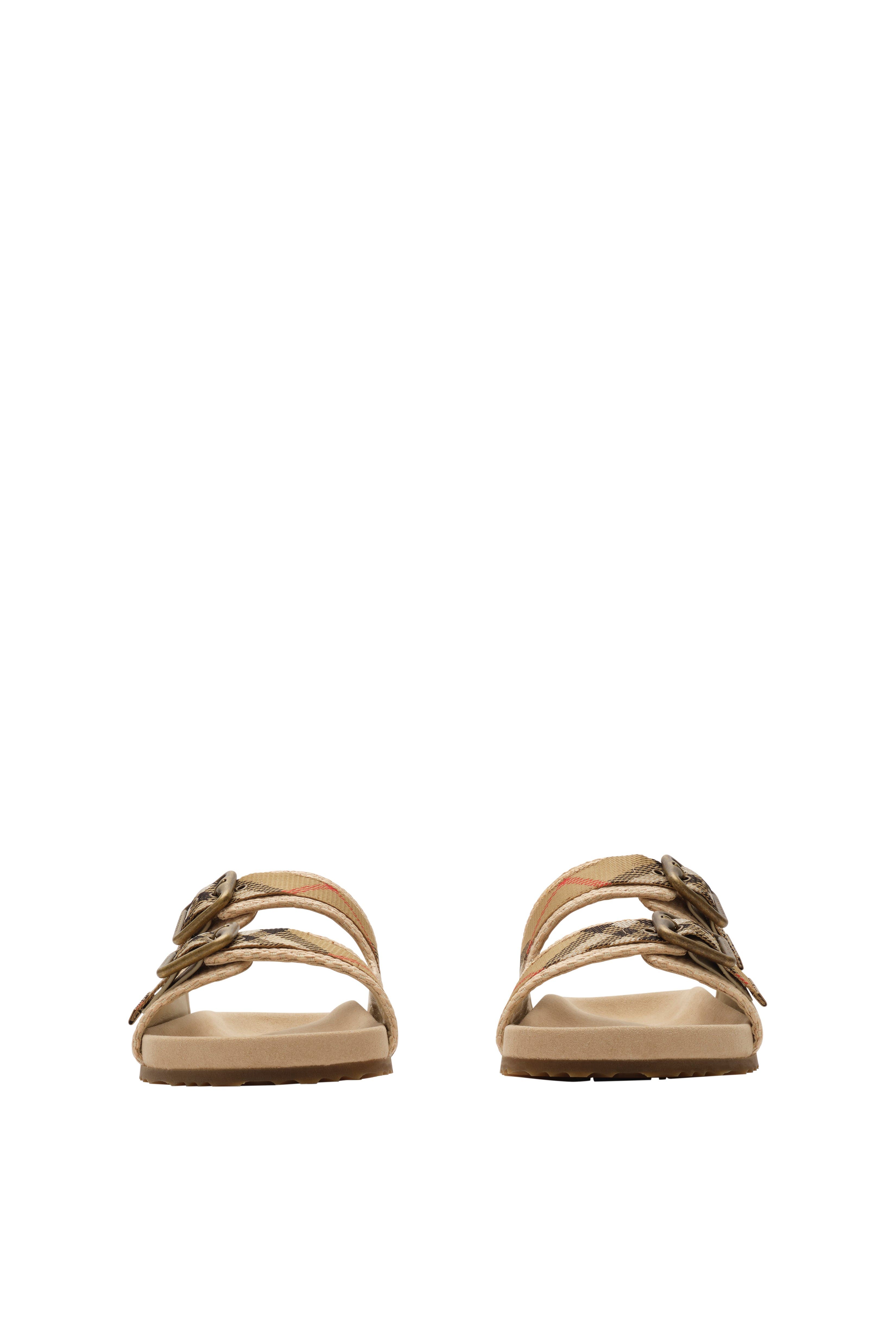 Burberry Raffia-effect Urchin Sandals, Alternate, color, Bake Beige