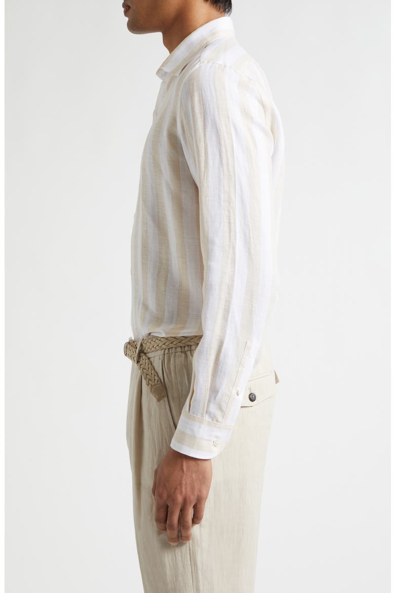 Stripe Linen Button-Up Shirt, Alternate, color, 102 CORIANDER