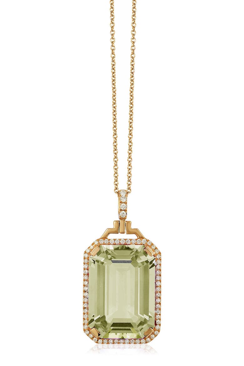 Gossip Emerald-Cut Prasiolite Pendant Necklace, Main, color, TRANSLUCENT GREEN
